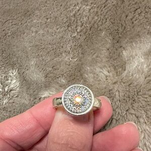 Dazzling Silver Women's Ring with Crystal Accents